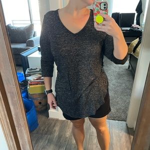Grey deep-v tunic tee